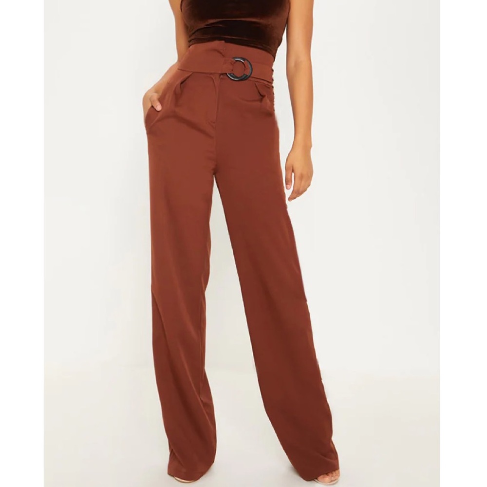 PLT Petite Chocolate Brown Wide Leg Pants